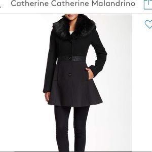 Catherine Malandrino NWOT black coat w faux fur